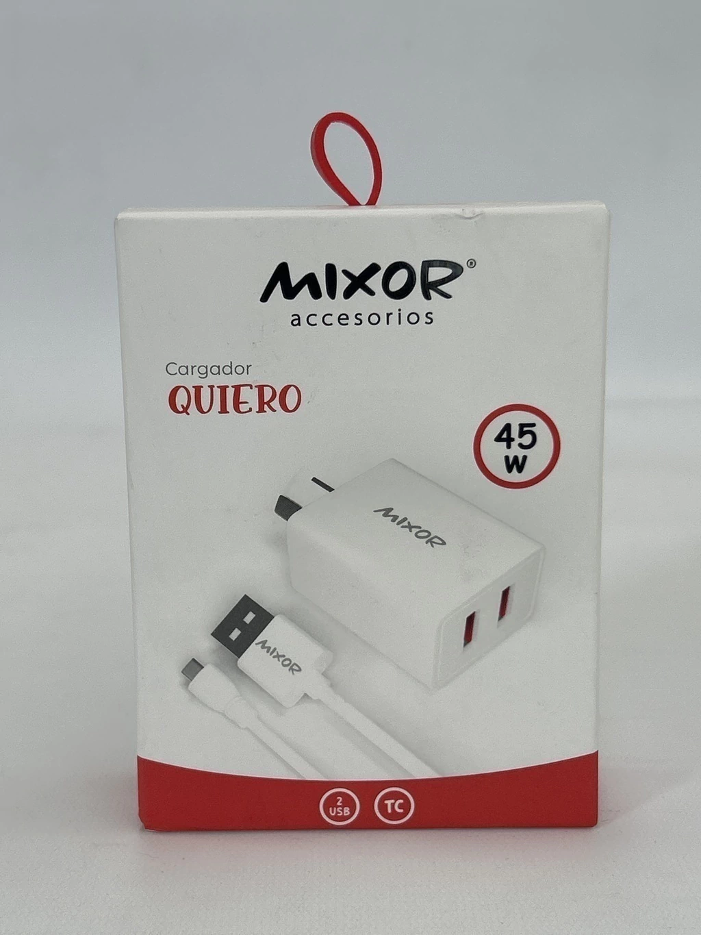 Cargador 220V MIXOR - 51A - 2 USB + Cable Tipo C - QUIERO *
